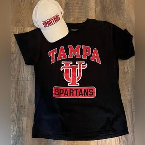 University of Tampa Spartans Black Graphic Tee and Hat